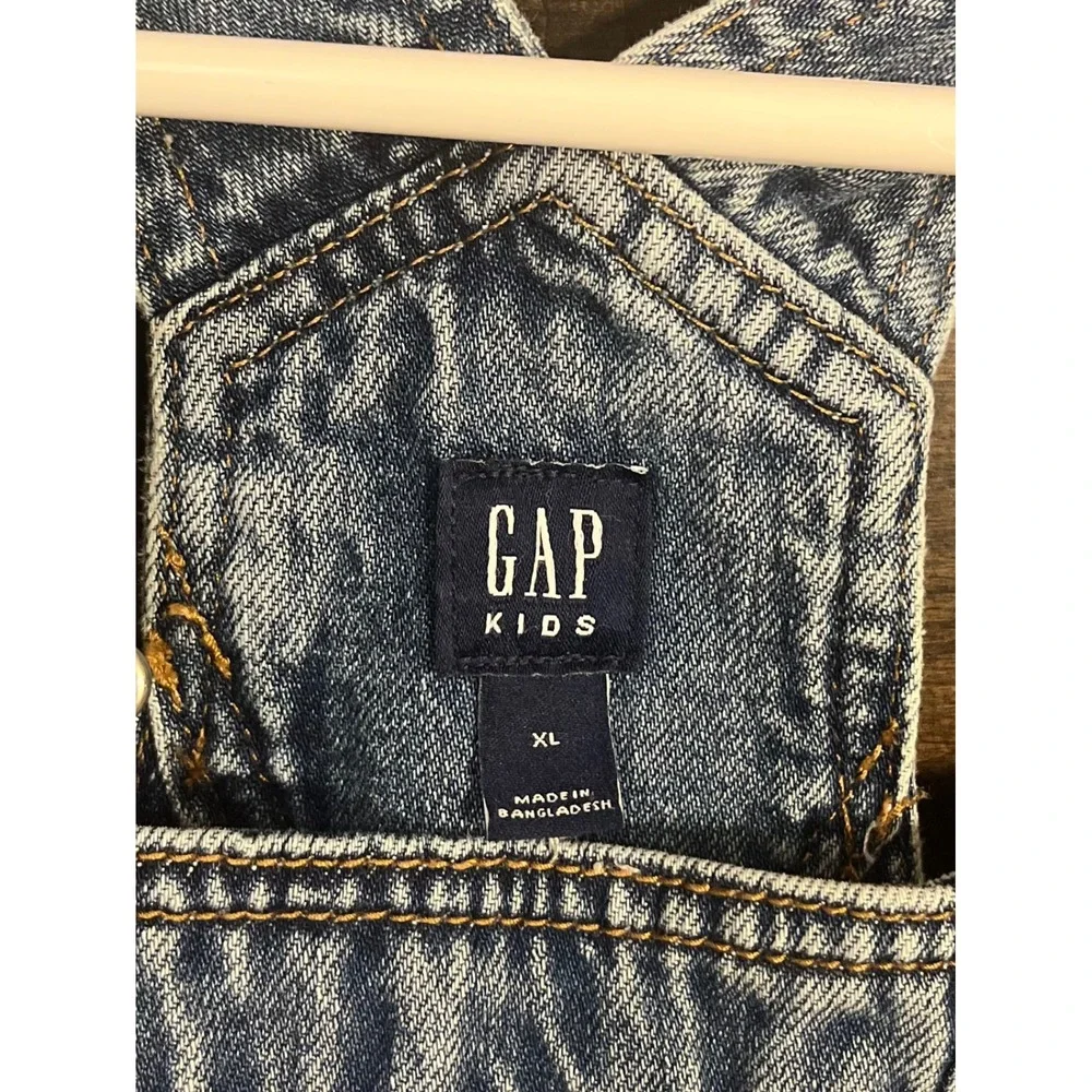Gap Kids Distressed Denim Overalls Light Wash Blue Size XL Bib Jumpsuit